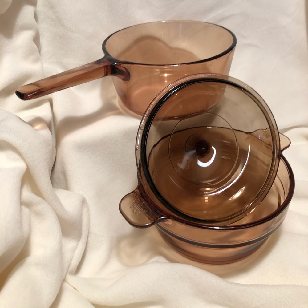 10209 Amber Vision Pyrex Corning Ware 1.5L Quart Sauce Pan Double Boiler w/ Lid - Picture 2 of 16